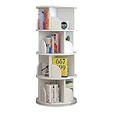 SAAKO 360°drehbares Bücherregal, rundes, weißes, stehendes Bücherregal, platzsparende Bücherregale für das Heimbüro, Bücherregal, Vitrine