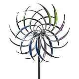 duhe189014 Metall Windrad Garten Windspiel Doppelte Rotierende Windmühle Bunte Willow Blätter Doppelter Richtung Windspinner Gartenstecker/Metallwindrad/Windräder richly