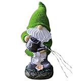 Wedhapy Gartenstatuen, Gartenstatue Outdoor Dekor, Gartenschmuck Solar GNOME Statue Mit Wasserleuchten wasserdichte Zwergfiguren Für Garten Rasenflächen