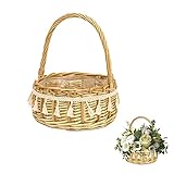 Vasemele Blumenkorb Hochzeit Körbe Hochzeit Korb Pflanzenkörbe Deko Wicker Rattan Basket Rattan Korb Geflochten Vintage-Stil Blumenkorb für Hochzeit Tischdeko Landhausstil