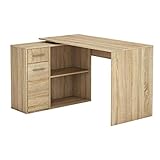 CARO-Möbel Eckschreibtisch Lena Schreibtisch Computertisch in Sonoma Eiche, mit Regal, 120 x 75 x 91,5 cm