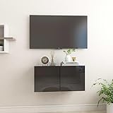 TEKEET Home Furniture TV-Schrank Hängeschrank Hochglanz schwarz 60x30x30cm Gr