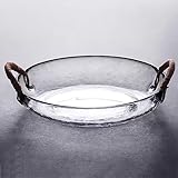 LAZRU Obstschale, Transparente Glas-Salatschüssel/Süßigkeitenschalen, Mit Rattan-Griff, Couchtisch-Dekoration, Obstteller Für Küchenvorbereitung, Dessert, Geschenk