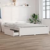 Hommdiy Bett mit Schubladen Weiß Bett 160x200cm mit stauraum