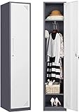 Sightlife Metal Storage Cabinet, Stahl Garderobe Locker mit abschließbaren Türen, Metallschrank Office Storage Cabinet mit 2 verstellbaren Regalen und Haken für Haus, Schule (1 Tür)…