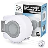 SA Products Wäscheleine für Wäscheleine, ausziehbar, 30 m lang, ausziehbar, aus robustem Kunststoff und Polyvinyl, 18 x 9 x 16 cm