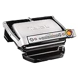 Tefal OptiGrill+ GC712D | intelligenter Kontaktgrill | 6 Grillprogramme | passt Temperatur + Grillzyklus ans Grillgut an | antihaftbeschichtete Platten | 30 cm x 20 cm | Schwarz / Edelstahl