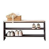 YBLANDRV Eingangsbank Alles Aus Massivholz, Sitzbank, Gepolstert, Schuhregal Bank mit Stauraum, SchuhstäNder Aus Holz, Garderobenbank Schuhregal, für Eingang, Wohnzimmer, Flur (B 60x20x40cm)