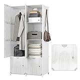 JOISCOPE Kleiderschränke, Kleiderschrank mit Tür, Modular Schrank, Tragbarer Regalsystem, Aufbewahrung Organizer von Kleidung Schuhen Spielzeug Büchern für Schlafzimmer, Milchiger Faden, 8 Würfel