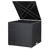 Casaria® Auflagenbox Kissenbox 318 L mit Deckel 75x75x70cm Wasserdicht Gasdruckfeder Garten Aufbewahrungsbox Balkon Truhe Abwaschbar Polyrattan Schwarz