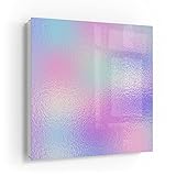 DEQORI Schlüsselkasten weiß | 30x30 cm | Motiv Milchglas vor Pastell | Glas & Metall Schlüssel-Box | Schlüsselschrank mit 50 Haken + 2 Magnete | Moderne Design Box magnetisch & beschreibbar