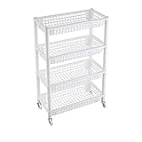 Organizer-Regal/Regaleinheit, 4-lagig, für Küche und Badezimmer, Lagerregal mit Rädern, Abnehmbarer Wagen, rollender Mehrzweckwagen, Standregal aus Kunststoff, Mehrzweckregal, Regale (Farbe: 40,5 x 2