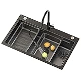 Küchen Handgefertigtes Waschbecken Aus Edelstahl Gemüsespüle Einzelbeckenspüle Home Arbeitsplatte Küchenspüle Eingelassenes Siphon-Waschbecken Waschbecken Mit Wasserhahn-Abtropfbecken Küchenspülen ( C