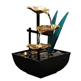 Zimmerbrunnen Zierbrunnen,Tabletop Springbrunnen Ornament Wasserfall mit Led und Deko-Steinen,3-stufiger Entspannungs Tischbrunnen,Gartenbrunnen Meditationsbrunnen,für Zuhause,Büro,Garten (Stil1)