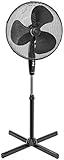 Bestron Standventilator mit drei Geschwindigkeitsstufen, Ventilator mit 75° Oszillation-Funktion & höhenverstellbar bis 122 cm, Ø 45 cm, 45 W, ASV45Z, Farbe: Schwarz