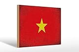 Holzschild Flagge Vietnam 30x20 cm Flag of Vietnam Vintage Deko Schild Wooden Sign