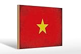 Holzschild Flagge Vietnam 30x20 cm Flag of Vietnam Vintage Deko Schild Wooden Sign