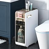Aufbewahrung 4 Etagen, Badezimmer-Organizer-Regal Weiß Bad Schrank Stehend Schmal Kommoden Aufbewahrungsschrank, Möbel-Organizer Kleiner Schrank Möbelstück Für Bad Küche (17 * 41 * 59.3cm)