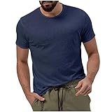 Geilisungren Herren Hemd Herrenmode Frühjahr Und Sommer Lässiges Elegant Vintage Tunika Locker Drucke Longbluse Lässig Kurzarm Rundhals Einfarbig T-Shirt Tops Herren T-Shirt Tischsets Holz