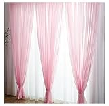 Homxi Vorhang Durchsichtig 2er Set 2 x 132W x 229H cm,Voile Gardinen Transparent Hellrosa Einfarbig Gardinen Vorhang mit Taschen