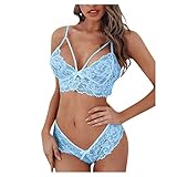 wjiNFDFG Nachthemd Winter Unterwäsche Bralette BH Spitze Korsett Zwei Blumen Frauen Stück Plus Größe Dessous Schleife