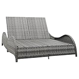 BULANED Doppel-Sonnenliege mit Auflage, Gartenliege, Liegestuhl, Sonneninsel Outdoor, Sonnenstuhl, Gartenmöbel, Bäderliege, Relaxliege, Terrasse,Poly Rattan Anthrazit