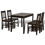 Hommdiy Esstisch mit 4 Stühlen, Essgruppe Esszimmergarnitur Holztisch Küchentisch für Esszimmer küche Braun