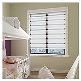 PHLEPS Doppelrollo Tag Und Nacht Rollo Vorhang,Tag Und Nacht Zebra-Fenster- Oder Türrollos Mit Kindersicherungsclips – Doppellagiger Stoff, Elegant, Langlebig Und Leicht Zu Reinigen (Color : White,