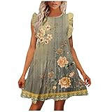 Topassion Kleider Damen Sommer, Abiballkleider Lang Schön Drucken Summer Dress Strandkleid Damen Festival Outfit Sommerkleid Damen Freizeit Abiballkleid Kleider für Mädchen Gray S