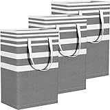 XIDIT Wäschekorb, 3er-Pack, 100 l, wasserdichter Wäschesammler, zusammenklappbarer Wäschesack mit verlängerten Griffen, Waschküche