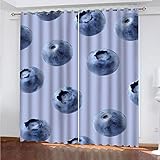 WIRMEC Verdunkelungsvorhang Ösen 2 Stück H 210 X B 220 cm Gardinen Mit Kälteschutz & Wärmeisolierend Wohnzimmer 3D Lila Fruchtdruck Muster Thermovorhänge für Modern Schlafzimmer Kinderzimmer