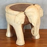 Oriental Galerie Hocker Rundhocker Holzhocker Elefanthocker Blumehocker Elefant ca. 23 cm hoch 26 x 22 cm Durchmesser Holz Limboholz Natur Klein