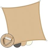 NYVI Sonnensegel NYVISun Quadratisch 2x2 m Sand aus Polyester - Schattensegel Segeltuch Quadrat UV-Schutz, Wasserabweisend,Wetterfest, Reißfest - Sonnenschutz für Garten, Terrasse, Balkon