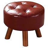 LIULA Runder Hocker Sofahocker Pouf Hocker Kunstleder gepolsterte sitzfläche für Zuhause Wohnzimmer Umkleidekabine Schlafzimmer Büro schuhbank sitzbank Sitzhocker(Color:Rot)