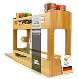 OPTIMARY® Gewürzregal ausziehbar für den Küchenschrank/Innenschrank - Praktischer Gewürz Organizer - Bambus Holz - Kleben oder Bohren