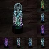 Apooke Romantisches Windspiel Traumfänger 3D LED Nachtlicht Gemischt Dual-7-Farben Schlaf Schreibtischlampe Heimdekoration Liebhaber Weihnachtslampe