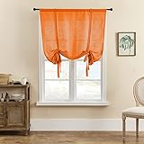 SIMPVALE 1 Stück Raffrollo Tüll Raffgardinen mit Stangentasche Leinenweben lichtdurchlässig Voile Vorhang für Wohnzimmer Schlafzimmer Balkon Küche Badezimmer, Orange, 60x120cm