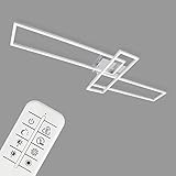 BRILONER Leuchten - LED Deckenleuchte, Deckenlampe dimmbar, inkl. Fernbedienung, inkl. Farbtemperatursteuerung, inkl. Nachtlichtfunktion und Timer, Chrom-Alu, 1100 x 350 x 100mm (LxBxH)