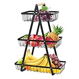 BOPHIS Obstkorb Brotkorb 3 Etagere Obst Etagere, Metall Obstschale Etagere Brotkorb Gemüsekorb Etagere mit 3 Ebenen, Obsthalter für Küche Obst Gemüse Snacks Aufbewahrung mit Schraubendreher