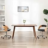 YUMENG Drehbare Esszimmerstühle 2 STK., Küchenstühle, Essstühle, Esstisch Stühle, Living Room Chair, Armlehnstuhl, Stühle Esszimmer Set, Armlehnenstuhl, Schwarz Bugholz und Kunstleder