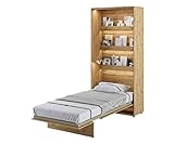 Schrankbett Bed Concept, Wandklappbett mit Lattenrost, V-Bett, Wandbett Bettschrank Schrank mit integriertem Klappbett Funktionsbett (BC-03, 90 x 200 cm, Artisan Eiche, Vertical)