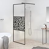 BULANED Duschwand für Walk-In Dusche, Duschrückwand, Duschabtrennung, Glaswand Dusche, Duschglaswand, Duschtrennwand, 80x195 cm ESG Steindesign Schwarz