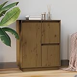 JUNZAI Sideboard, Kommode Schlafzimmer, Kommoden & Sideboards, Wohnzimmerschrank, Zimmer Möbel, Flur Kommode, Wohnzimmer Schränke, Honigbraun 60x34x75 cm Massivholz Kiefer