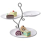 GRFIT Tortenständer Kreative Dessert Rahmen Keramik Obstteller Europäischen DREI-Schicht-tortenständer Geburtstagsfeier Schmiedeeisen Lagerregal Kuchenständer