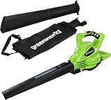 Greenworks GD40BV Akku Laubsauger / Laubbläser mit bürstenlosem Motor, 280 km/h, 9,63 m³/min, 45L Fangsack OHNE 40V Akku & Ladegerät, 3 Jahre Garantie