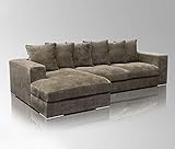 Amaris Elements | 'Newman' Ecksofa mit Ottomane Links oder rechts | Wohnzimmer Samt Sofa 3m braun | in 5 Farben