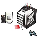 Schreibtisch Organizer groß, HxBxT 35,5x31x34,5cm, Tisch Organizer Holz, Organisation Schreibtisch, Büro Organisation, Büro Organizer, Organiser, MDF, schwarz