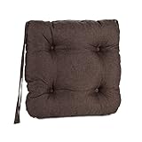 Pillows24 Stuhlkissen 4er Set, Sitzkissen mit Steppung 40x40 cm, Sitzpolster für Outdoor geeignet, Bequemes Sitzpolster mit befestigungs Bändern für Gartenmöbel oder Stuhl (braun)