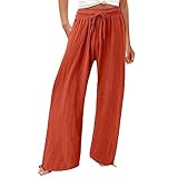 Frauenhose, Frauen Jogger Mit Taschen Arbeitshose Für Stretch Flanellpyjama Hosen Grün 9-Pant Locker Lockere, Lose Taille Baumwollbeinhose 5 Pack Schweiß Schwarze Niedrige Yoga (XXL, Vl14-Orange)