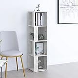 JUNZAI Eckregal, Eckschrank, Eckablage, Bücherregal, Schminkregal, Eckwandregal, Bookshelf, Standregal, Betongrau 33x33x132 cm Spanplatte